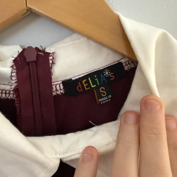 Delia's Velvet A-Line Collared Mini Dress - Red - Sz S - Picture 6 of 6